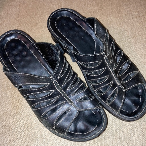 Josef Seibel Shoes - JOSEF SEIBEL Camille Womens Black Leather Slip On Slide Sandals Size EU 37